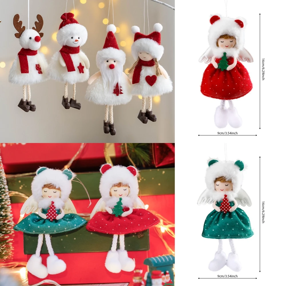 아기방 Christmas Angel Dolls Santa Claus Xmas Tree Pendant Ornaments New Year Gifts Girl Room Decorration Home Natal Noel Decor