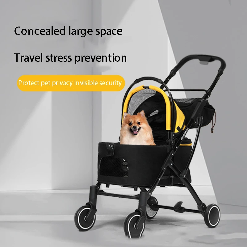 

Newly Designed Fully Concealed Snap Closure for Lightweight Foldable Opening and Closing Separated Type Four Wheels Dog Stroller