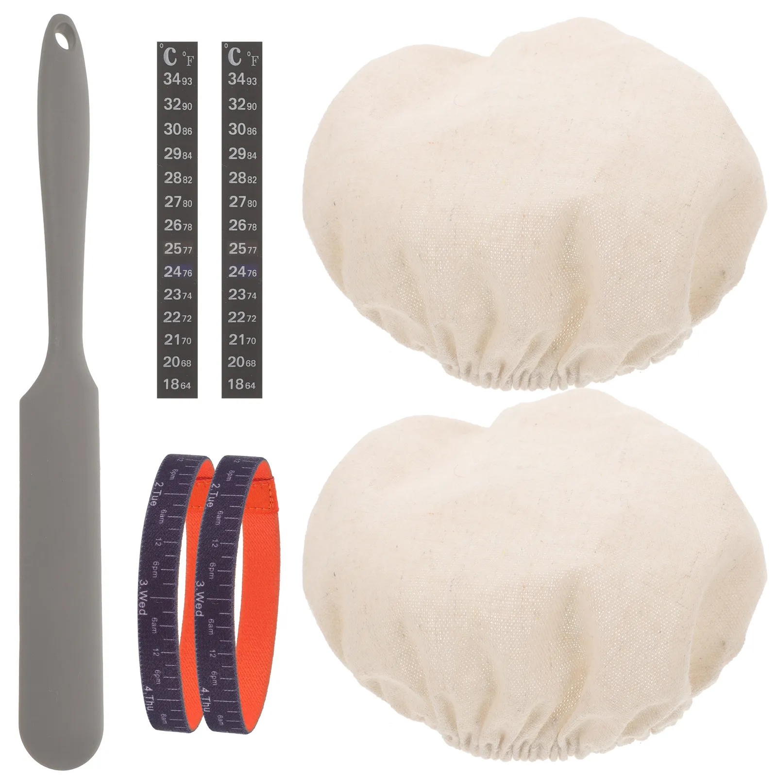 Набор для ферментации закваски из дрожжей с тканевыми чехлами, термометром, маркерами для даты, лентами и лопаткой для выпечки и ферментации