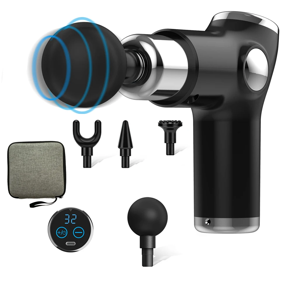 มินิไฟฟ้านวดปืนเนื้อเยื่อลึก Percussion Mini Massager ปืนเครื่องมือสำหรับออกกำลังกายไหล่เท้า Fascia นวดปืนกรณี