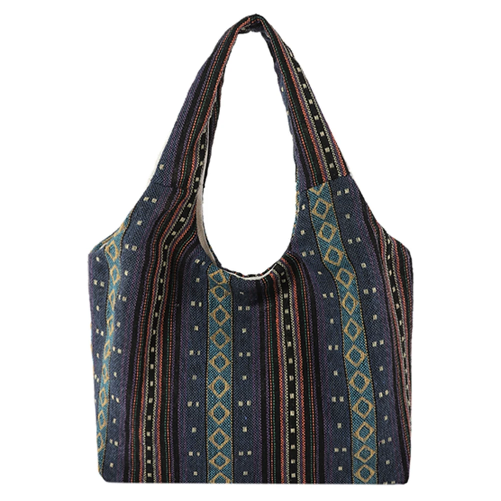 

Canvas Striped Trendy Crossbody Bag Ethnic Tote Bag Large Capacity Sling Crossbody Purse Bohemian Hippie Bag for Women and Girls
