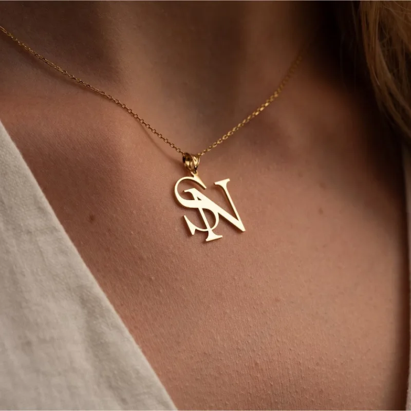 

Custom Initials Necklace Gold-plated Stainless Steel Personalized Cute Little Letter Pendant Necklace Girl Collarbone Chain