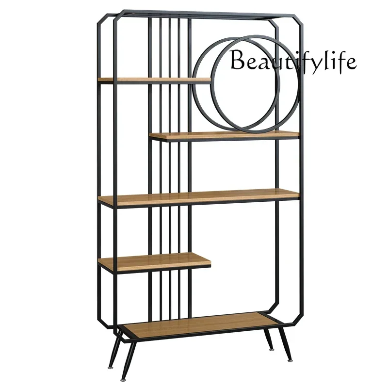 BJ Floor-to-ceiling Living Room Multi-layer Storage Rack Against The Wall Wrought Iron Office Partition Display Rack