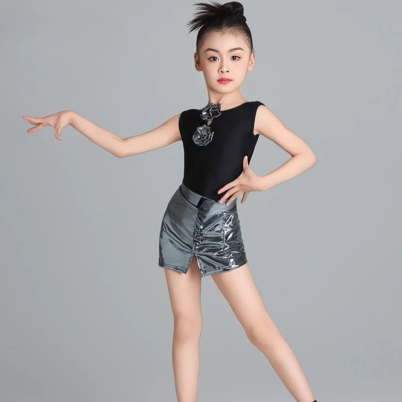 Latin Dance Practice Suit Girls' New Professional Performance Performance Suit Split Design Black