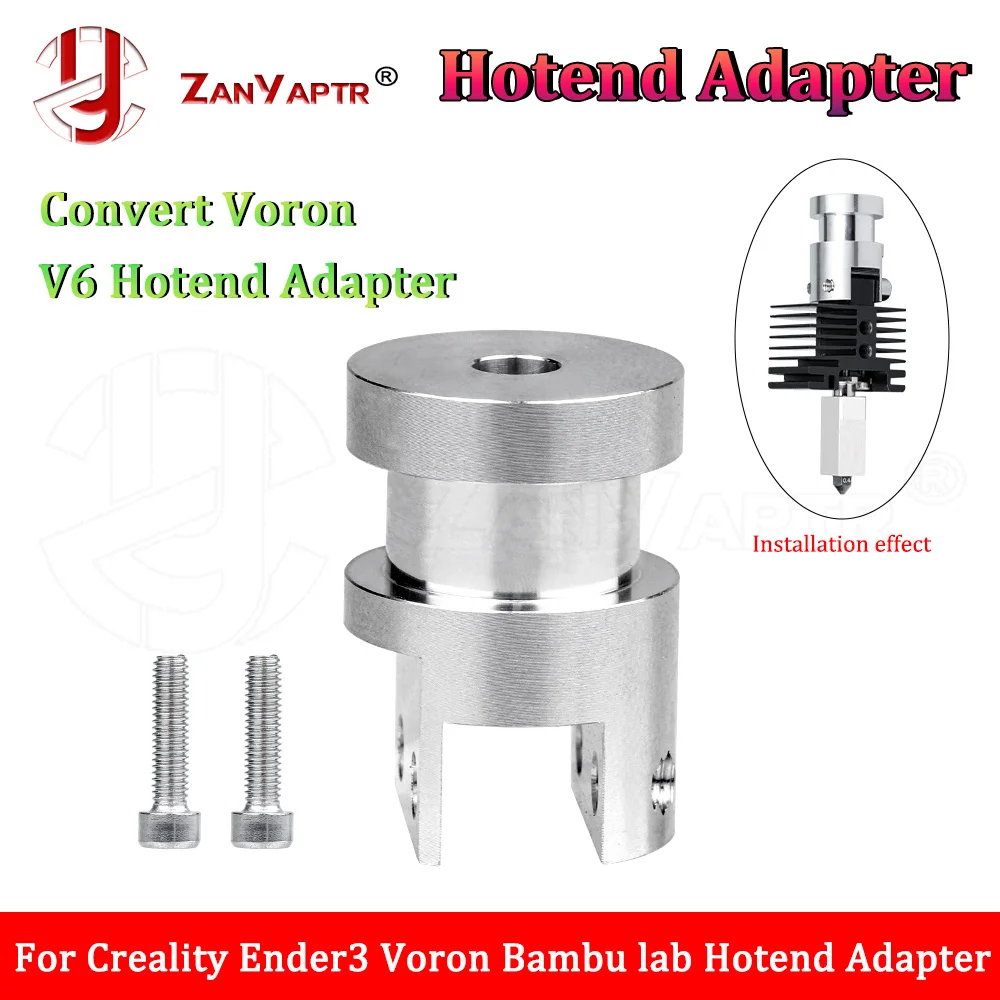 

Hotend Adapter For Bambu Lab Extrusion head heated Hotend Change to Creality Ender3 Voron/E3DV6 Hotend Adapter Aluminum CNC Kit
