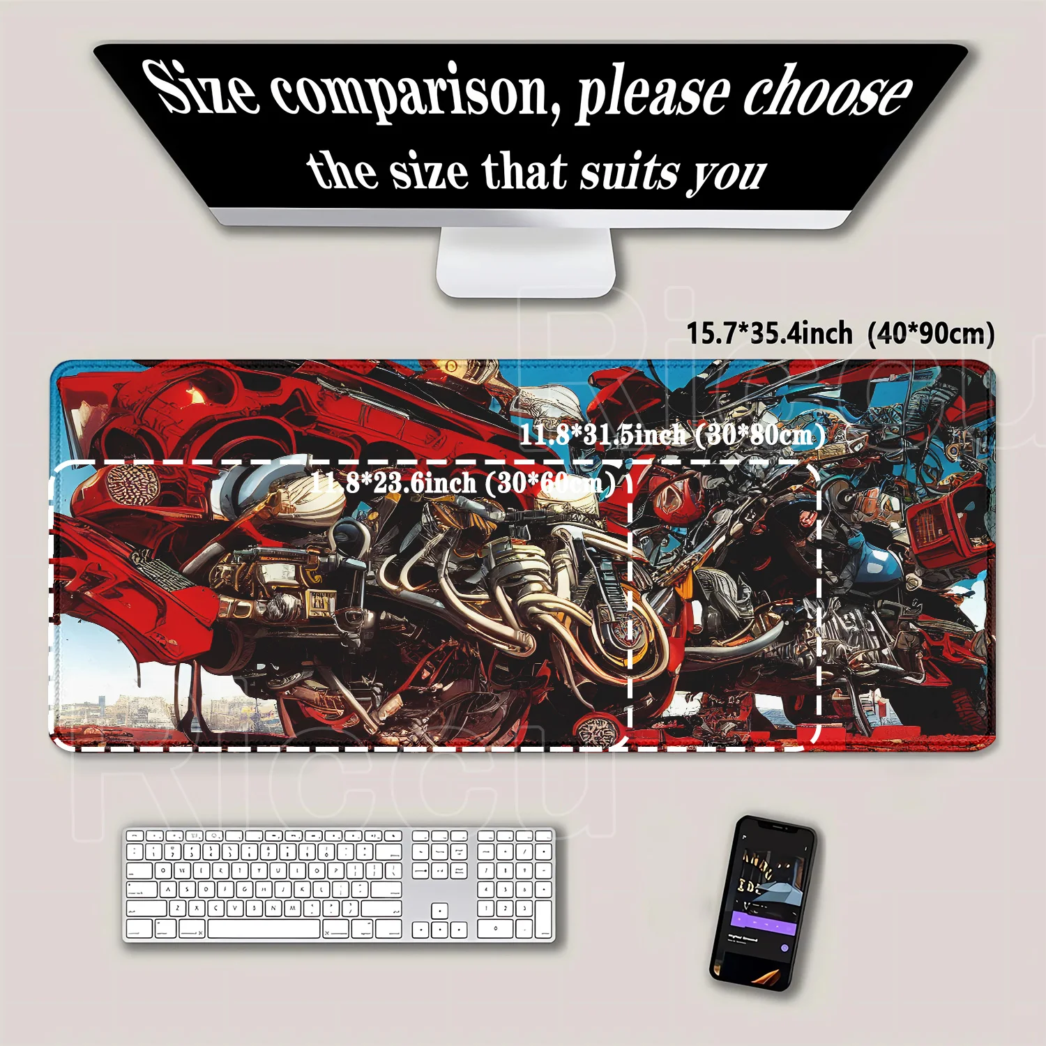 XXL ماوس الوسادة أنيمي أكيرا لوحة ماوس للألعاب كبيرة ماوس الوسادة لوحة المفاتيح حصيرة مكتبية السجاد لعبة المطاط الطبيعي عدم الانزلاق teclado ماوس حصيرة #4