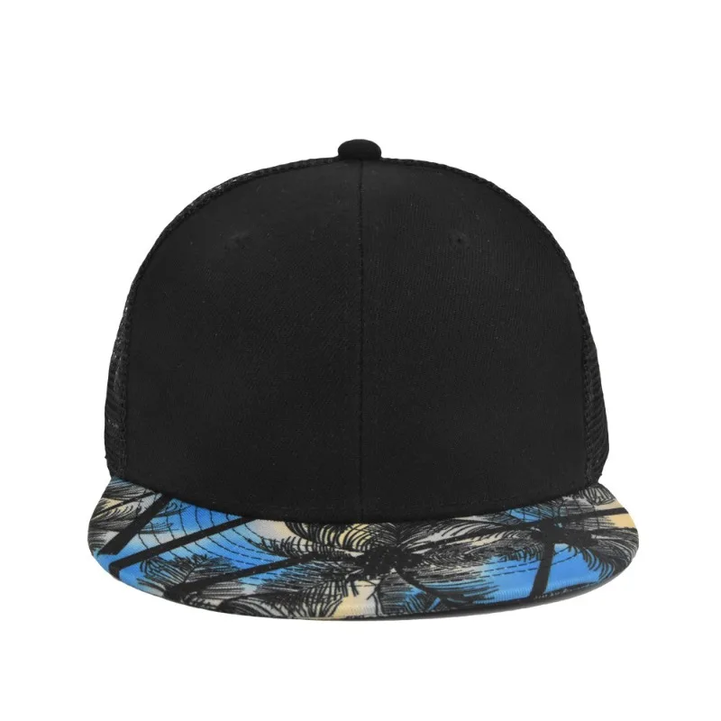Individuell Bedruckte und Bestickte Baseballkappen mit Flachem Schirm, Kokospalmen-Motiv, Hip-Hop-Stil, Atmungsaktiver Sonnenschutz, Mesh-Trucker-Mütze – Detail 4