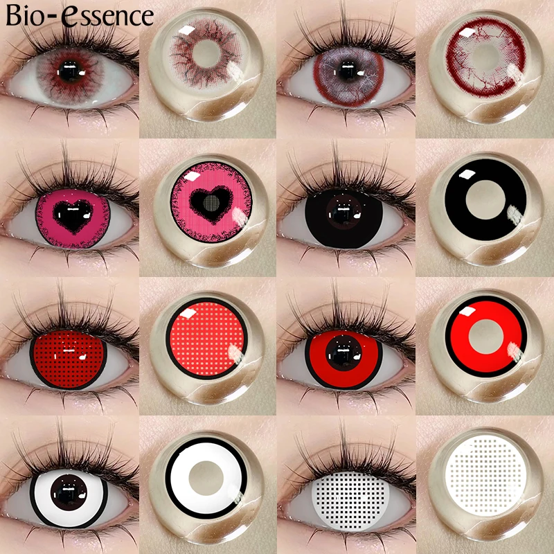 Bio-Essenz 1 Paar Halloween-Kontaktlinsen für Augen Cosplay-Linsen Anime-Linsen Anime-Zubehör Linsen schwarze Linsen rosa Linse