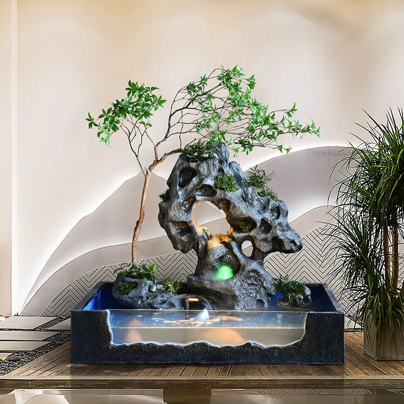 Simulation of Taihu stone rockery fountain, outdoor courtyard fish pond landscaping, garden water circulation water arrangement