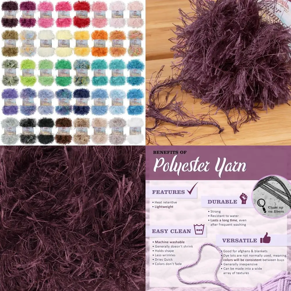 

Fine Polyester Fur Yarn - Eyelash Style - Bulk Variety Pack of 40 Skeins - 50g Each
