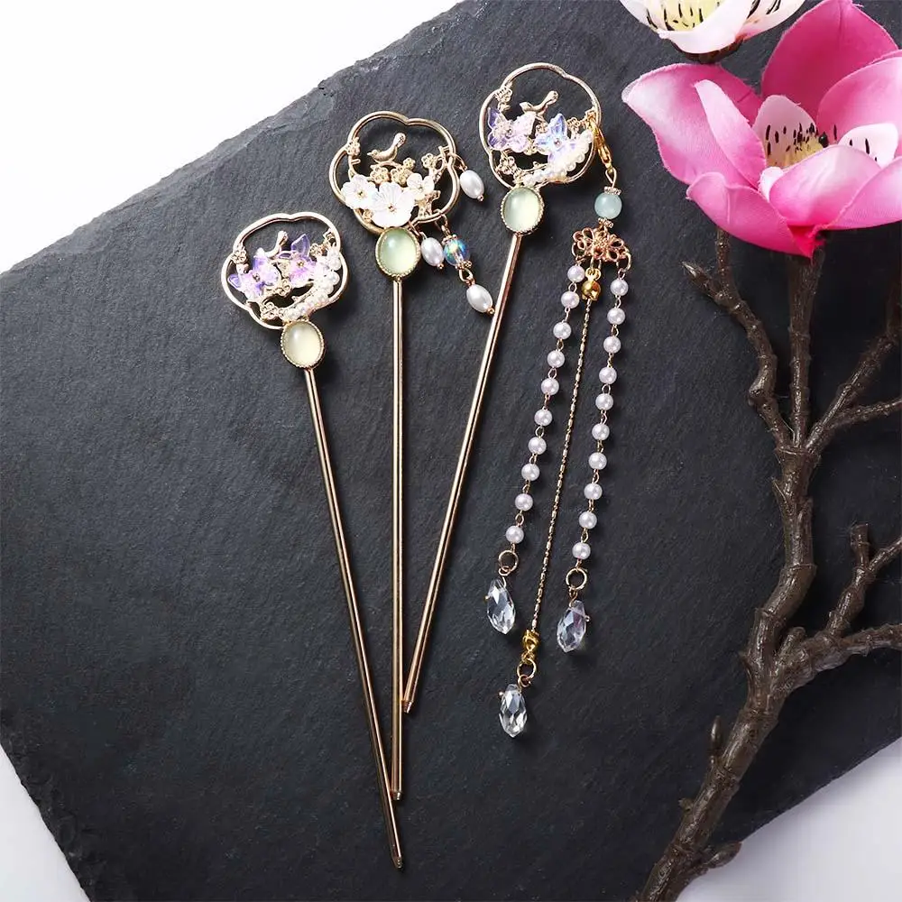 Fairy Exquisite Butterfly Elegant Flower Sweet Women Tassel Hair Stick Ancient Hair Stick Headdress Chinese Style Hair Fork