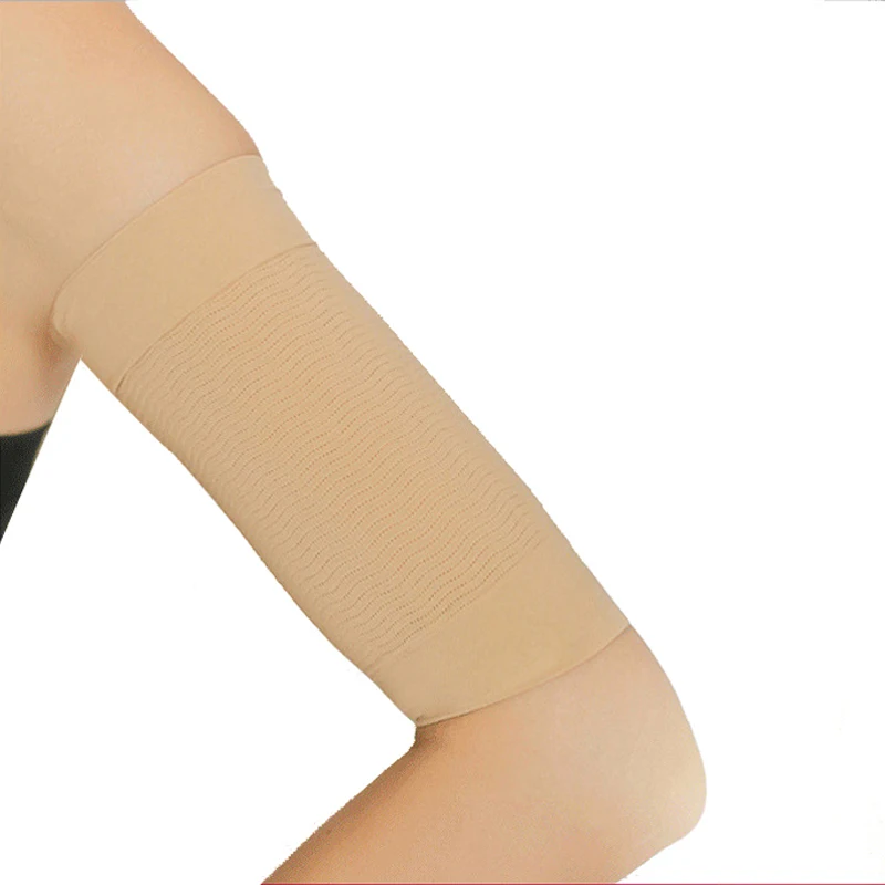 2Pcs Women Elastic Compression Arm Sleeves Weight Loss Shaper Slimming Calories Arm Belt Support Elbow Sock Massager Arm Wraps