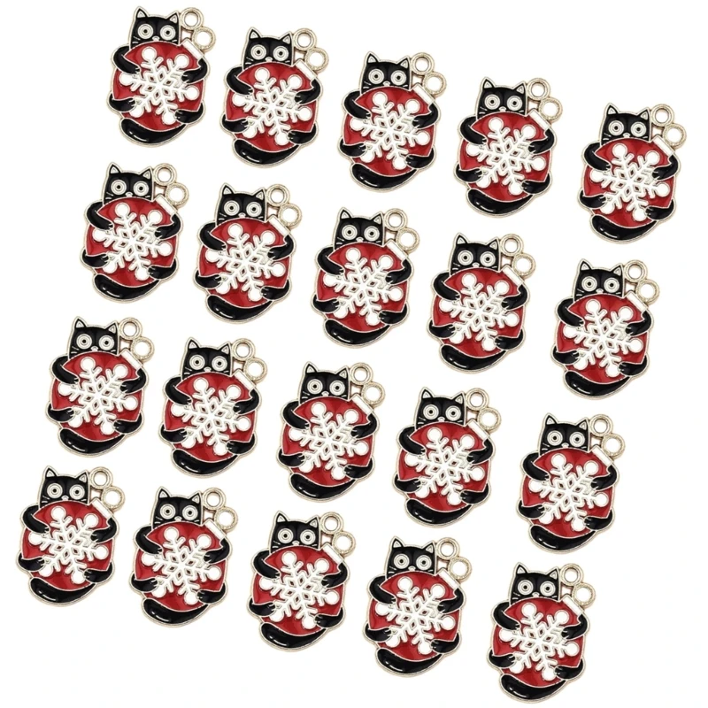 Pack of 20 Christmas Jewelry Charm Cats Pendants for Keychain Crafting Holiday Necklace and Bracelet Crafting Components