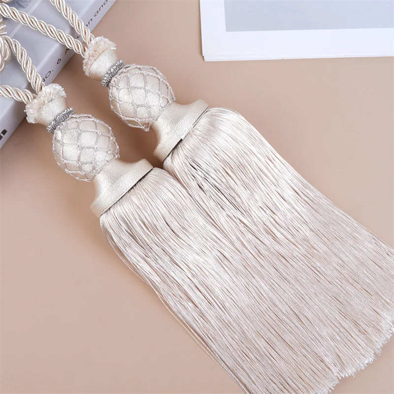 

2pcs Luxury Curtain Hanging Ball Tassel Tieback Clips Buckle Tie Back Straps Curtain Holders Accessories Home Decor