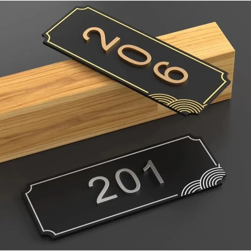 الاكريليك الحديثة لوحة الباب متجر تسجيل مع ملصق مخصص رقم المنزل لمكتب فندق شقة مطعم لوحة ديكور المنزل #4