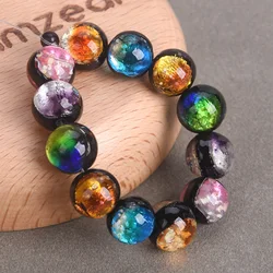 5PCS 8mm 10mm 12mm Round Glow Luminous Two-sided Handmade Lampwork Glass Loose Beads For Jewelry Making DIY Crafts Findings