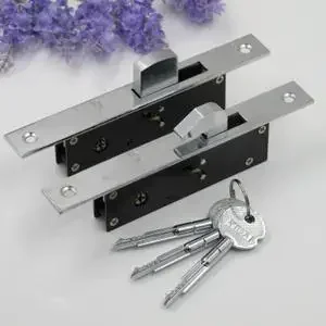 Sliding Door Hook lock Aluminum Alloy Window Locks Anti-Theft Safety Wood Gate Floor Lock With Cross Keys  For Wooden door