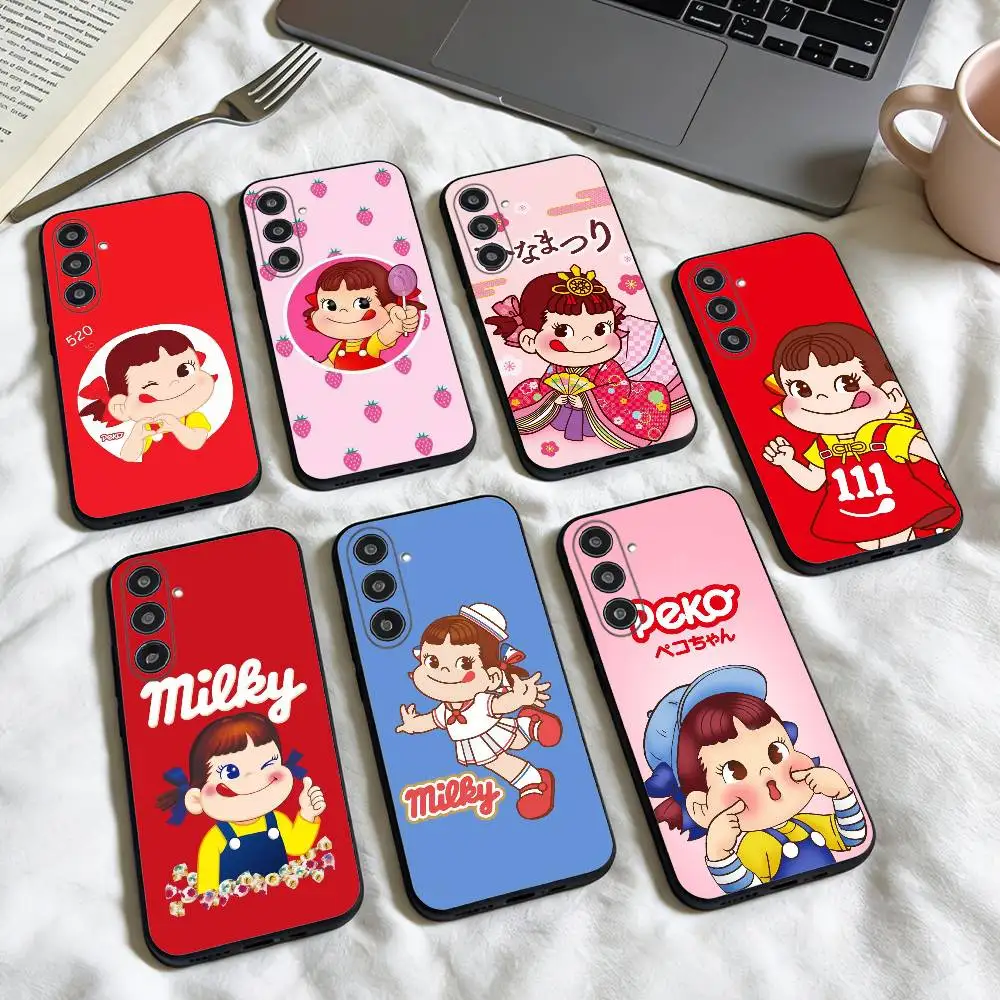 

Milky P-Peko C-Chan phone Case For Samsung Galaxy A73,A72,A71,A70,A53,A52,A51,Others Soft Black Shell