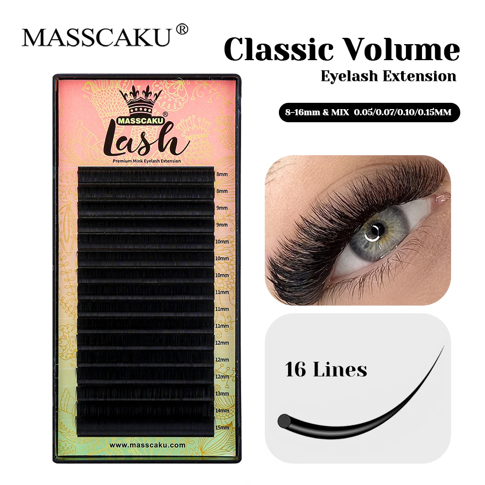 

Customized Private Logo C/D Curl Handmade Classic Regular Eyelash 8-16mm and Mix Size Long-lasting Volume Lash for Beauty Salon