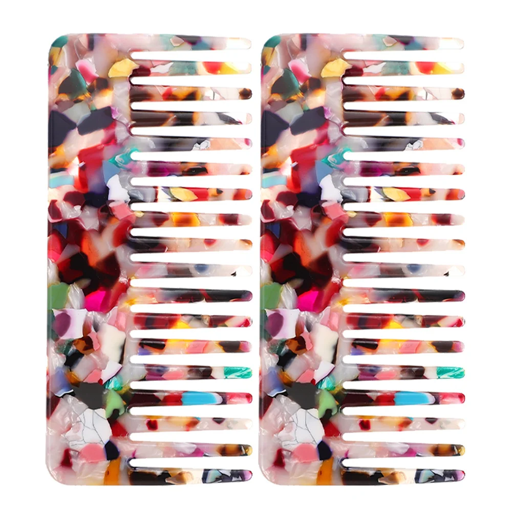 

2Pcs Elegant Anti-Static Hair Combs Premium Acetate Sheet Detangling Shower Combs for Curly Wet Hair Portable Travel Essential