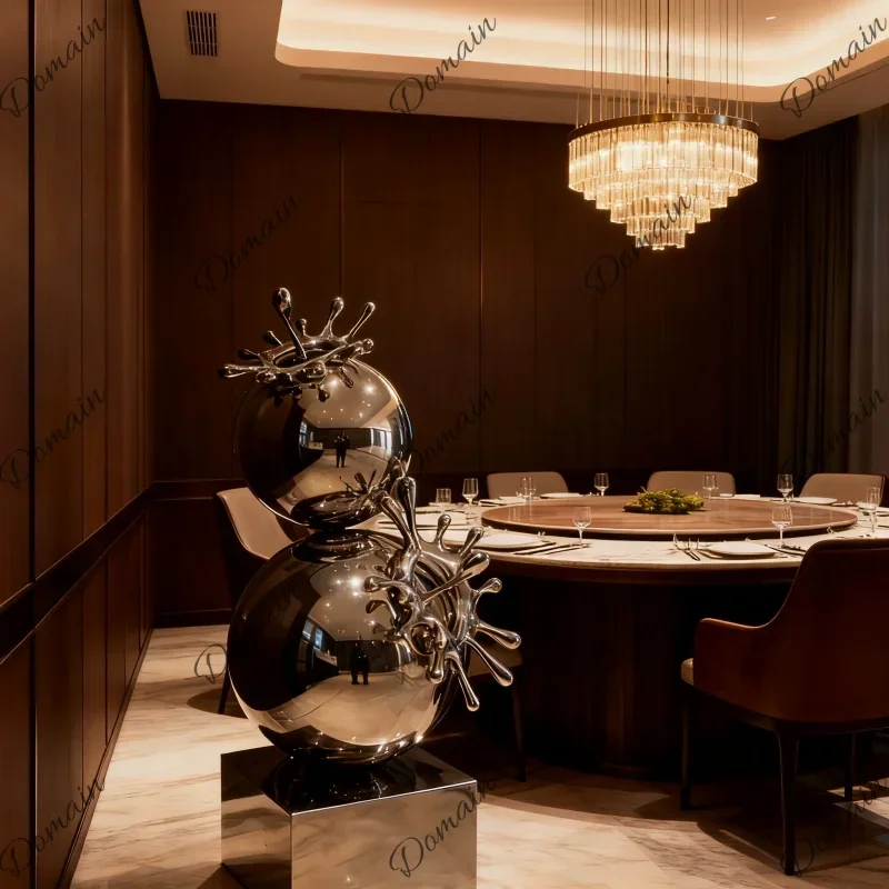 Modern Stainless Steel Splash Combination Ball Sculpture for Hotel Room Living Room Floor Corridor Porch Decorative Art Ball
