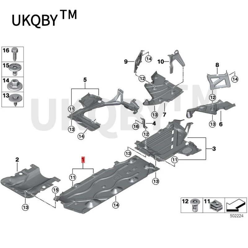 Guarnição do assoalho do lado do carro Underbody guardas, pára-choque do motor, 2010-B, MwF45, 218D, 218i, 218i, 225i, 216d, 220dX, 220d, 220dx, 225ix, 214d, 218dx, 51757290803