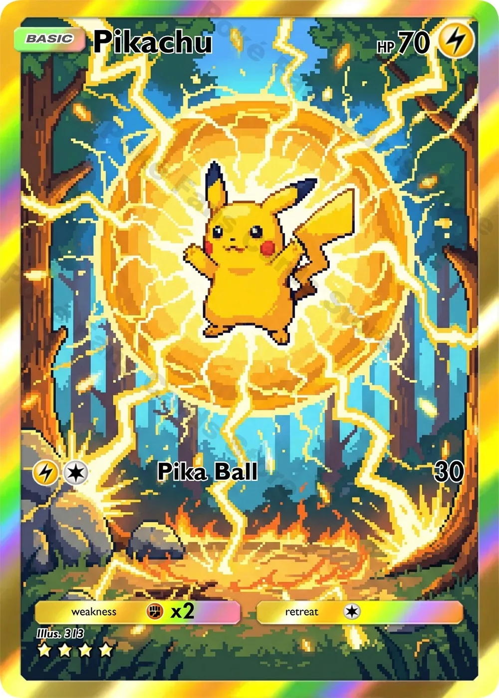 5Pcs PTCG PTCG Cards Holo Ultra Rare Cards Pixel Style Bulbasaur Greninja Creativity Game Collection Cards PTCG Gift