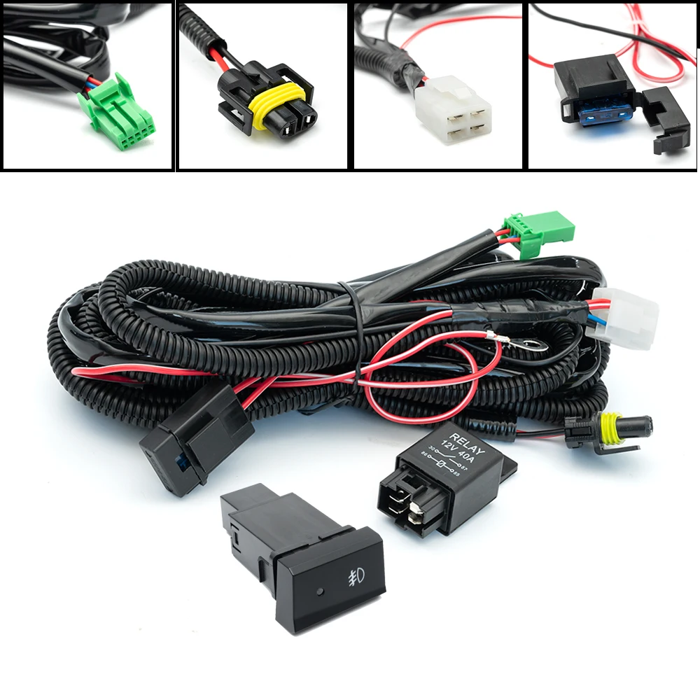 For Hyundai Accent 1999 2000 2001 2002 2003 2004 2005 2006 H8/H10 12V 40A On/Off Switch Fog Light Wiring Harness Fuse Relay Kits