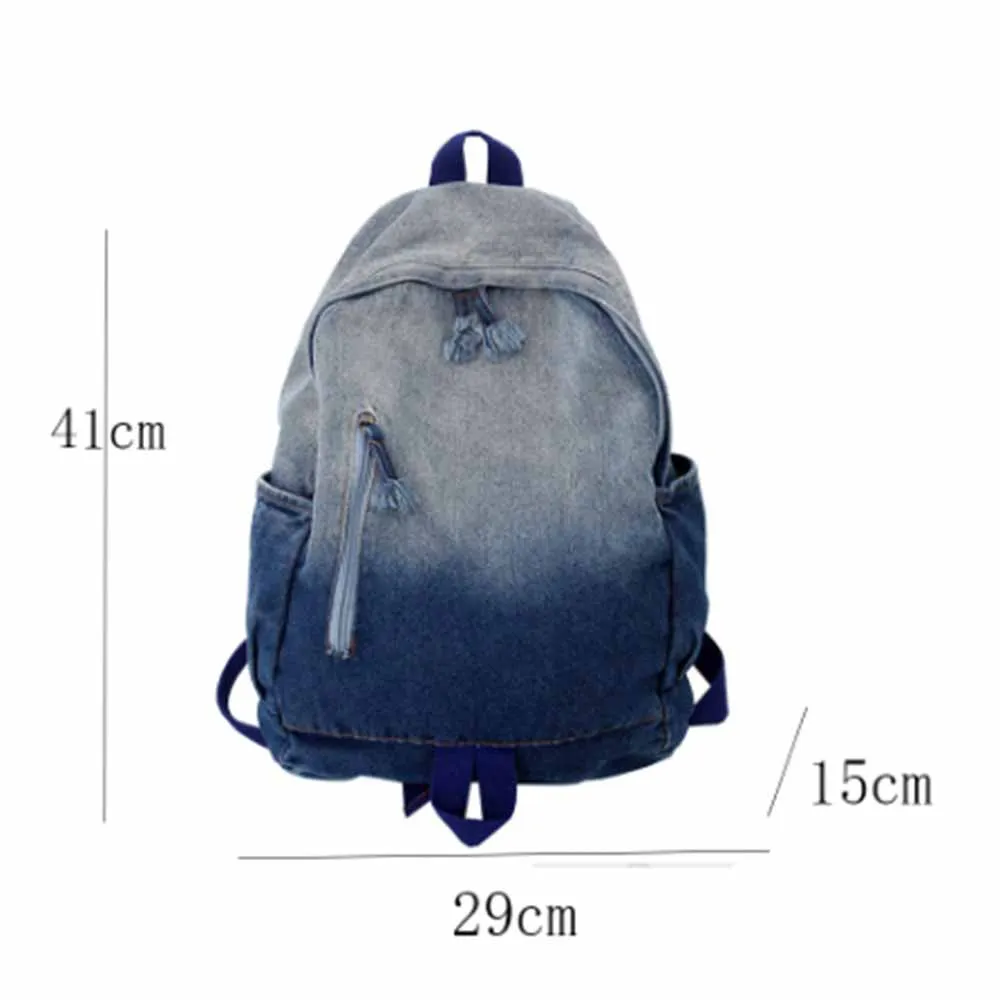 Personalized Female Schoolbag New College Student Simple Washable Denim Canvas Backpack Custom Embroidered Large Capacity Bags