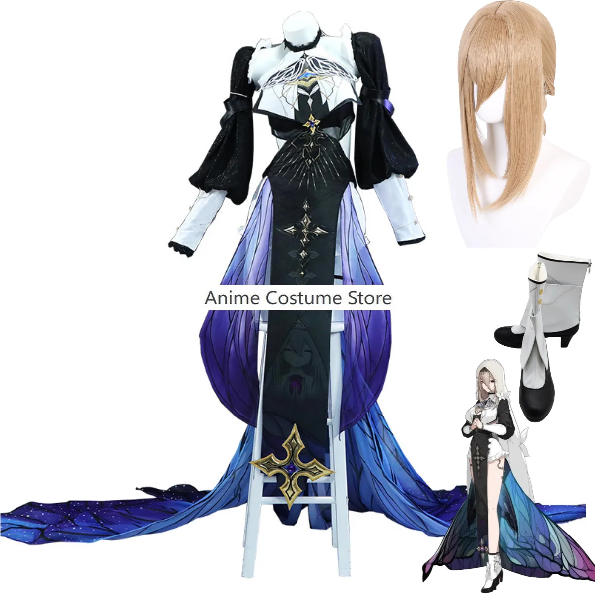 

Anime Game Honkai Impact 3 Aponia Cosplay Costume THE MOTH WHO CH. SES THE FL MES Nun Dress Wig Woman Sexy Kawaii Carnival Suit