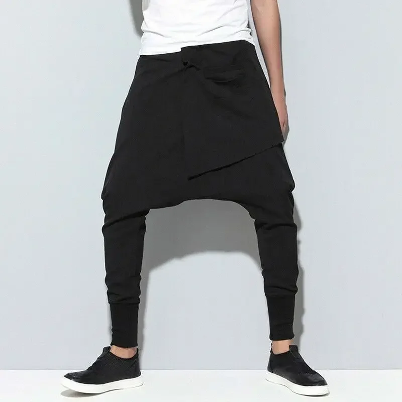 Spring Autumn Loose Small Foot Pockets Harlan Big Hanging Pants Long Pants Men Women