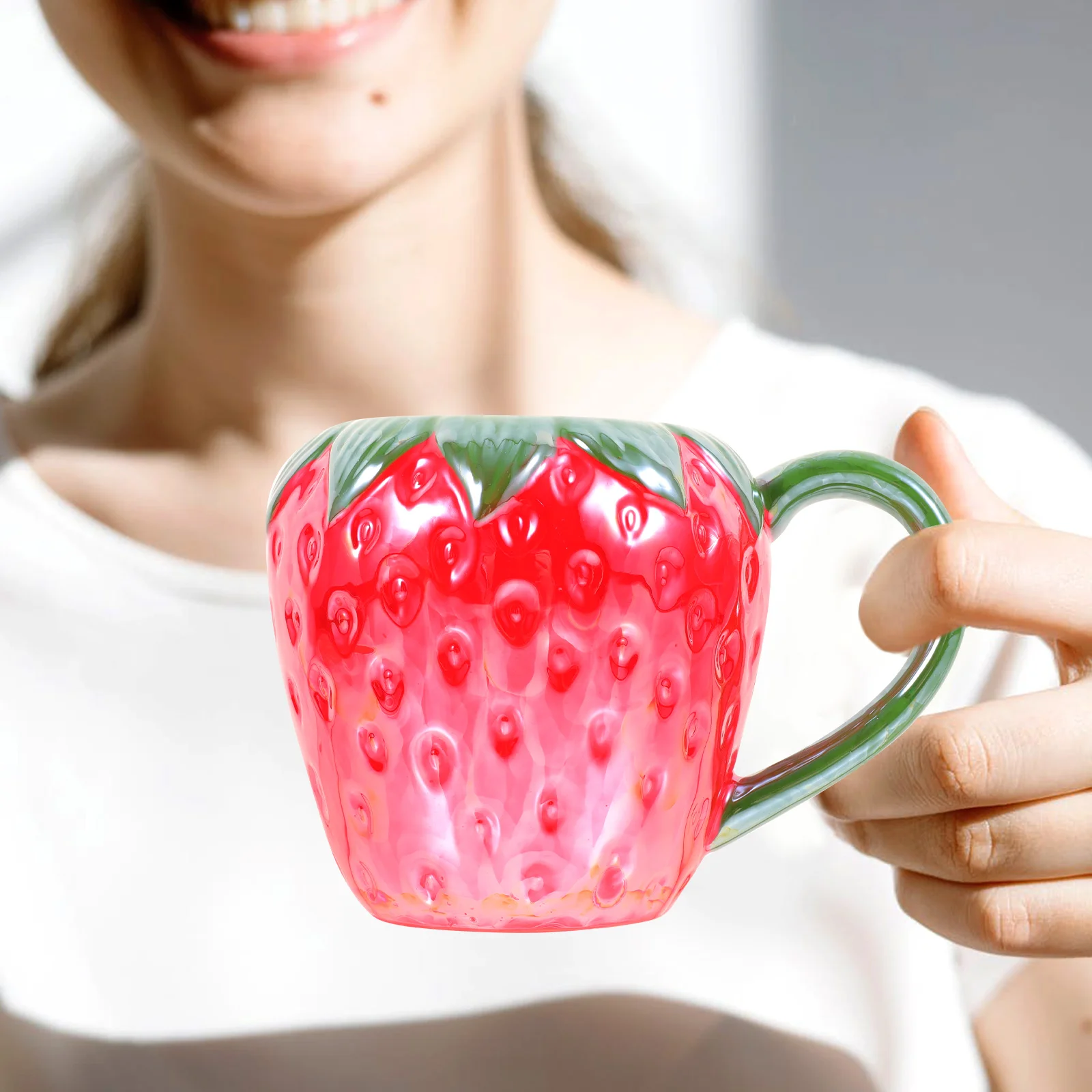 

Ceramic Fruit Shaped Mug Strong Handle Portable Design for Coffee Tea Cold Drinks Dishwasher Safe Beverage Cup for Home Office