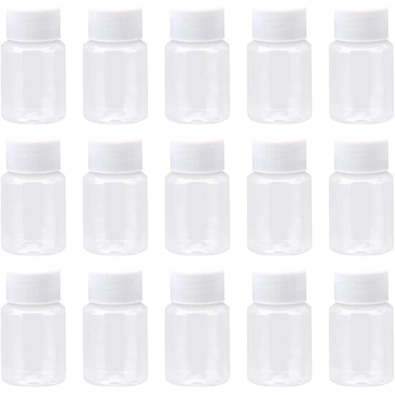 Lot de 10 pièces de pilules médicales en plastique l'horloge transparent africain, nombreux réactifs HI pour poudre liquide solide, 15ml/20ml/30ml/50ml/100ml