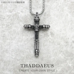 Cross Pave Link Necklace Brand New Chain Fashion Jewelry Europe 925 Sterling Silver Rebel Gift For Men & Women