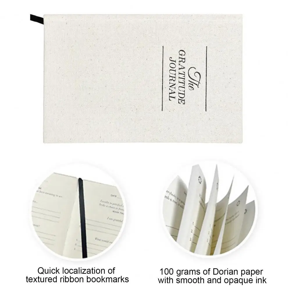 Mindfulness Journal Premium A5 Gratitude Journal with Linen Hardcover Ribbon Bookmark Thick Paper for 100 for Reflection