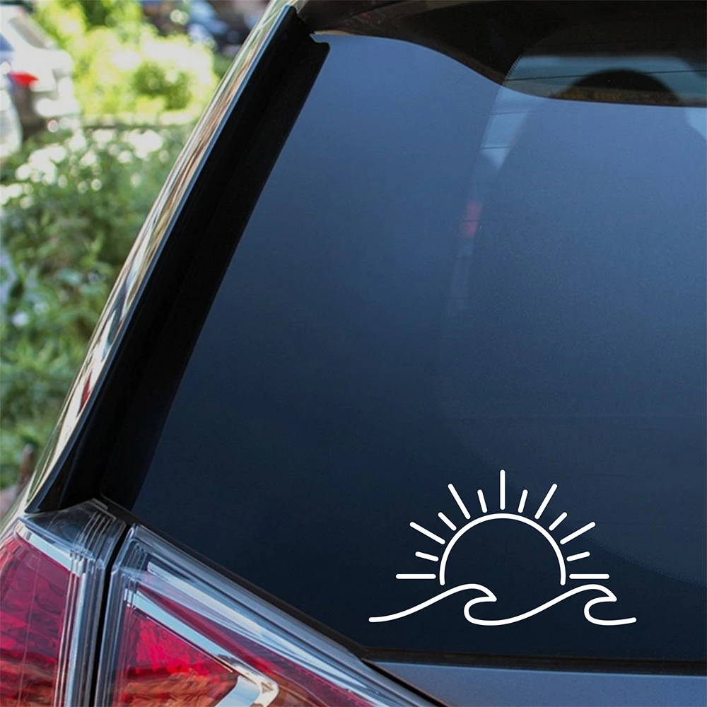 Sun And Wave Design Car Styling Stickers Camper Vans Motohome Decor Vinyl Traval Decals Windows Bumper Decoration view 2