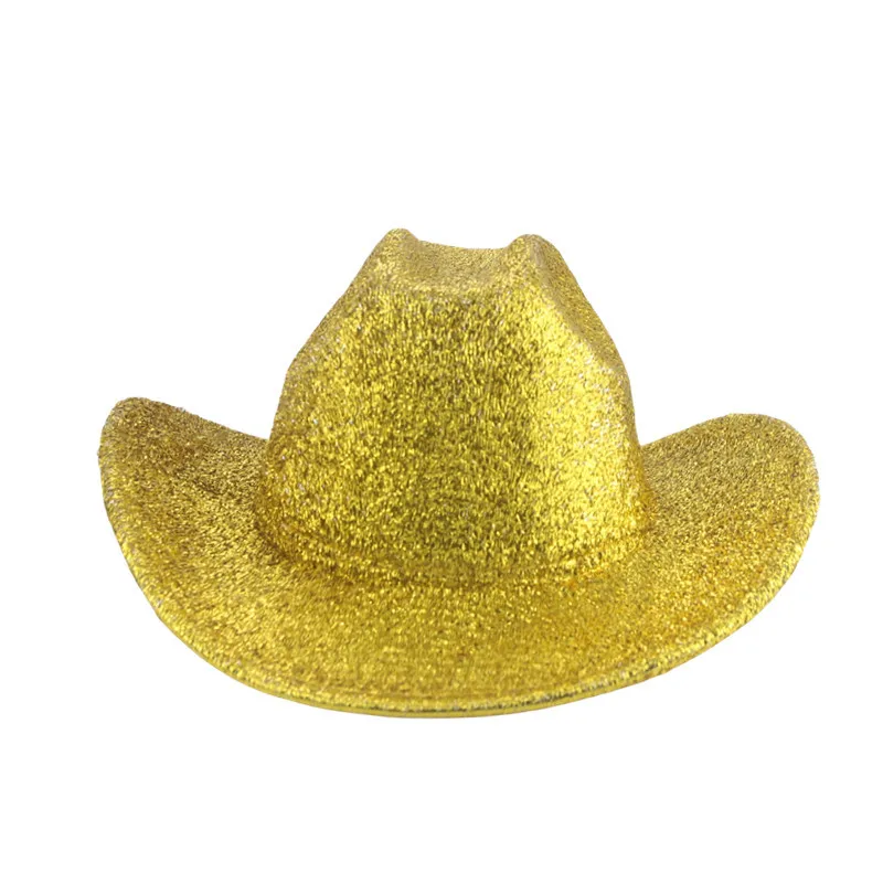 

New Cowboy Hat Glossy Fedora Hat Sequins Rolled Brim Western Cowboy Hot Girl Party Party Hat Felt Cap Topper