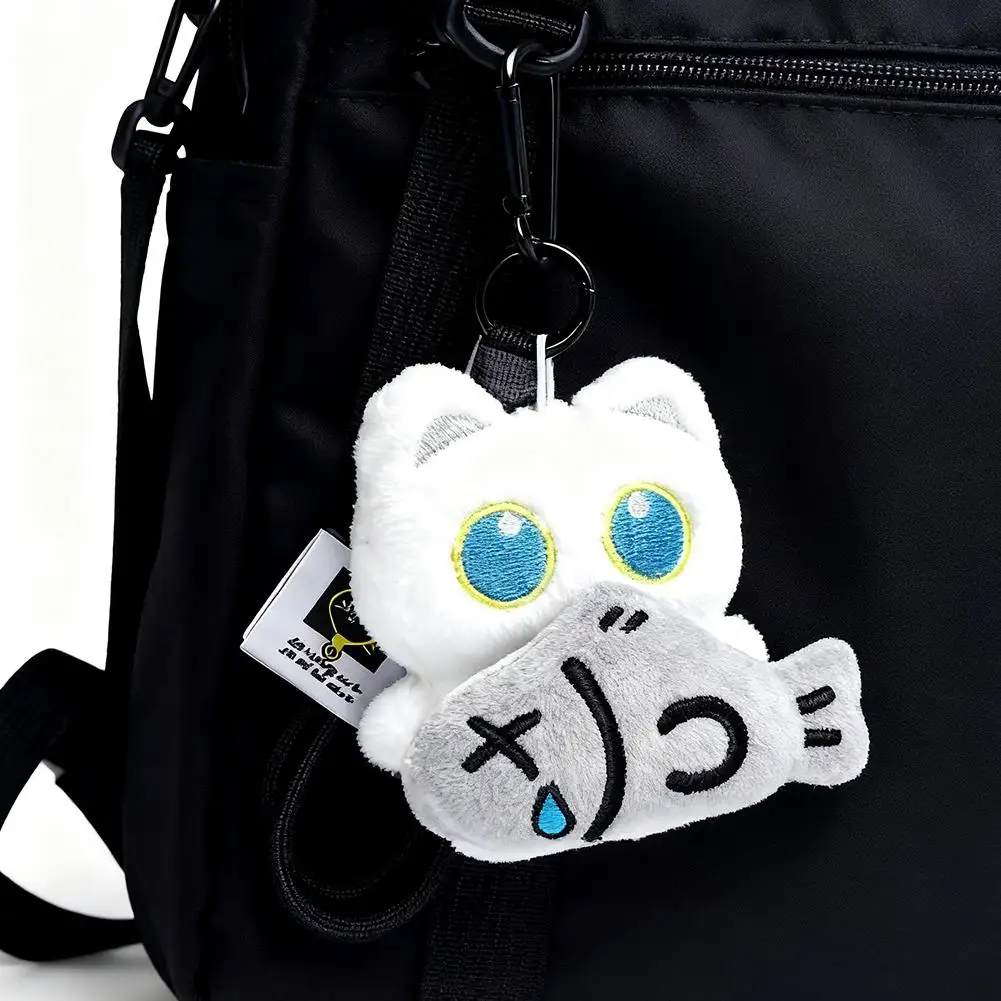 かわいい黒猫キーホルダー、ぬいぐるみキーリング、愛らしい漫画の猫ペンダント、バックパック/財布/バッグの装飾用（ギフトアイデア）