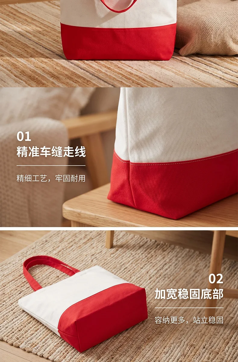 1 Stück farbige, tragbare, zusammensteckbare Canvas-Tasche mit individuellem Logo, tragbare Einkaufstasche aus Baumwolle, Werbe- und Trainingstasche aus Canvas – Detail 7