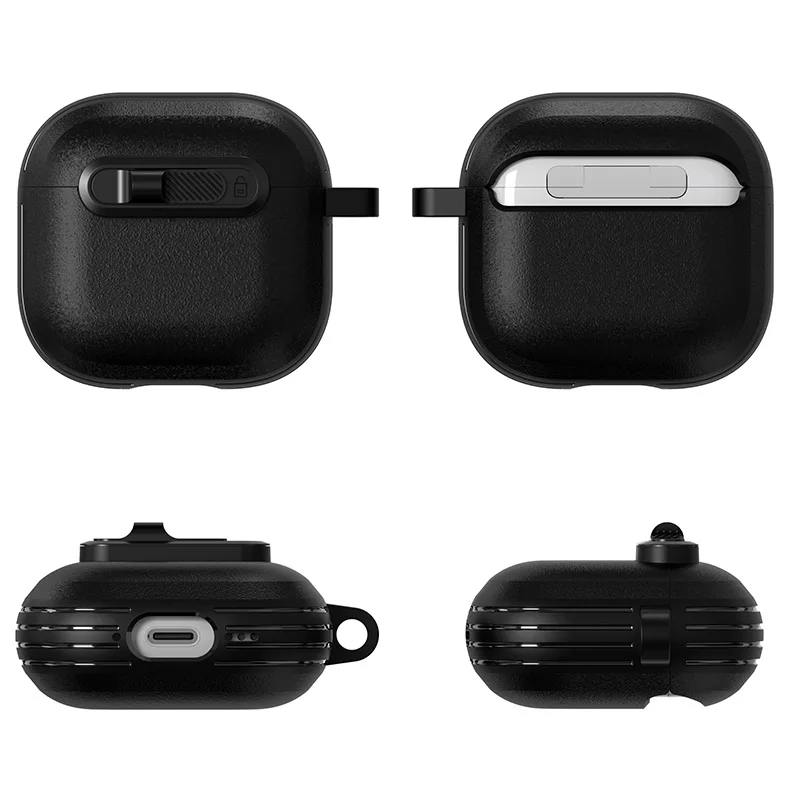 Horizontal Switch Locking Headphone Case For Airpods 4 Pro 2 3 2and1Headphone Tpu+pc Drop-proof headphone case with a hook - view 2