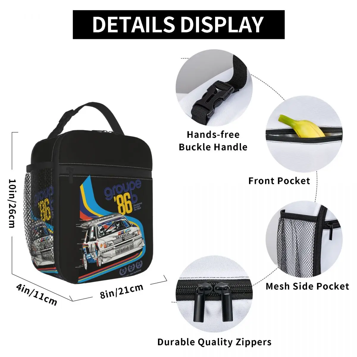 Peugeot 205 Turbo Rally &x27;86 Insulated Lunch Bag for Women Office Cooler Thermal Food Box Tote Portable Lunch Boxes Container
