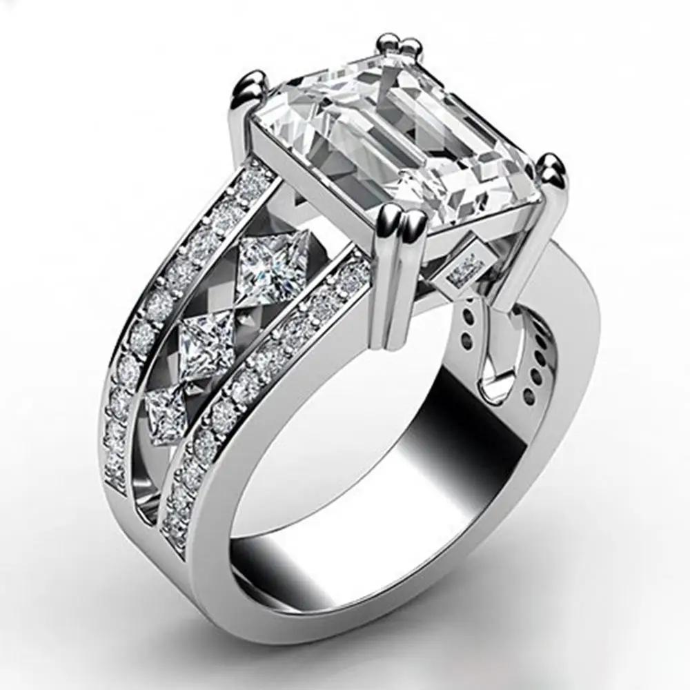 

Преувеличенное серебряное кольцо, модное кольцо с цирконом для пары, кольцо с бриллиантом, модный ювелирный аксессуар от Chu Xi