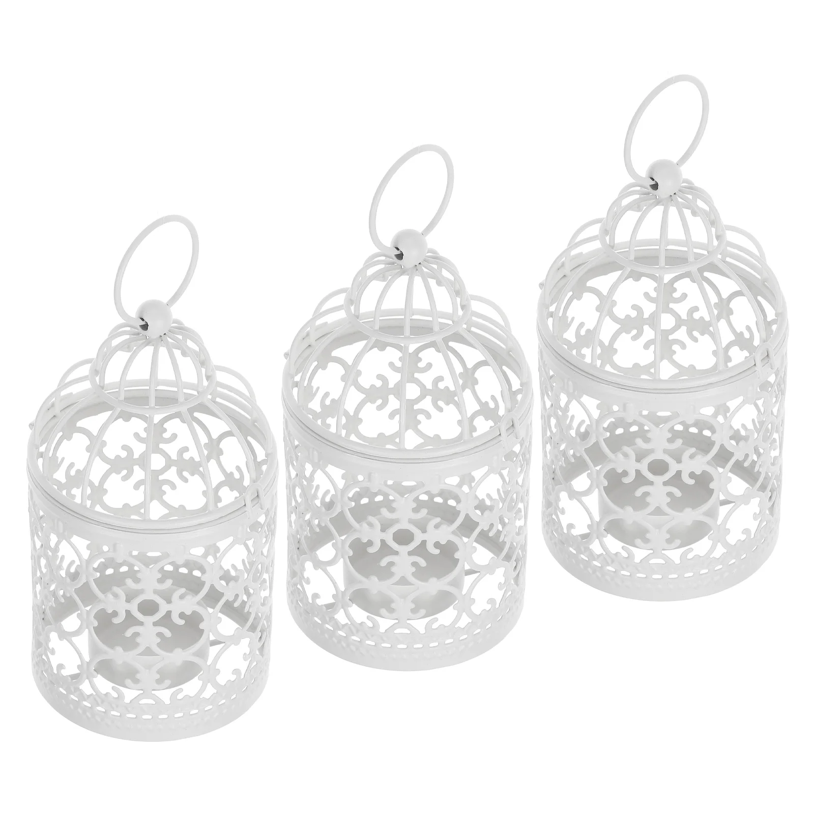 

3 Pcs Bird Cage Candlesticks Iron Holder Decorative Home Adornment Wrought Crafts Elegant Design Birthday Christmas Gift
