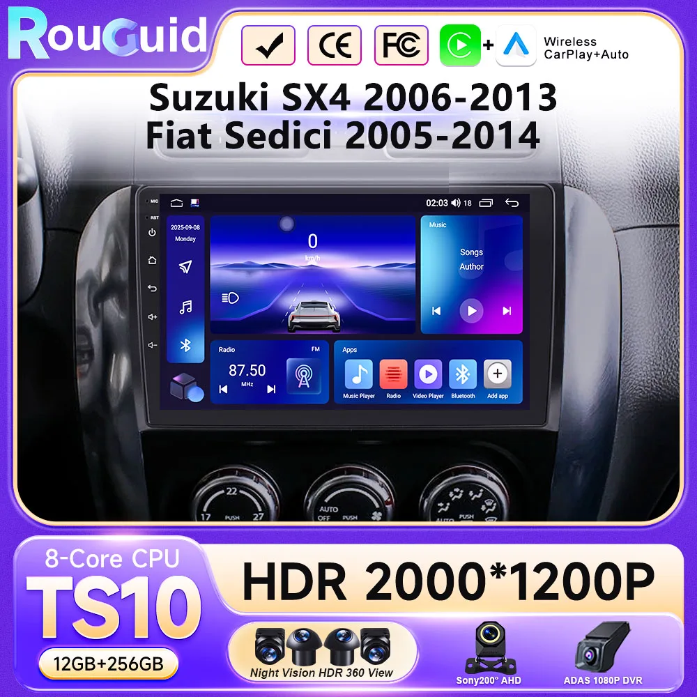 

Car Stereo Radio Multimedia Video Player For Suzuki SX4 2006-2013 Fiat Sedici 2005-2014 Auto GPS Carplay Android 16 Head Unit BT
