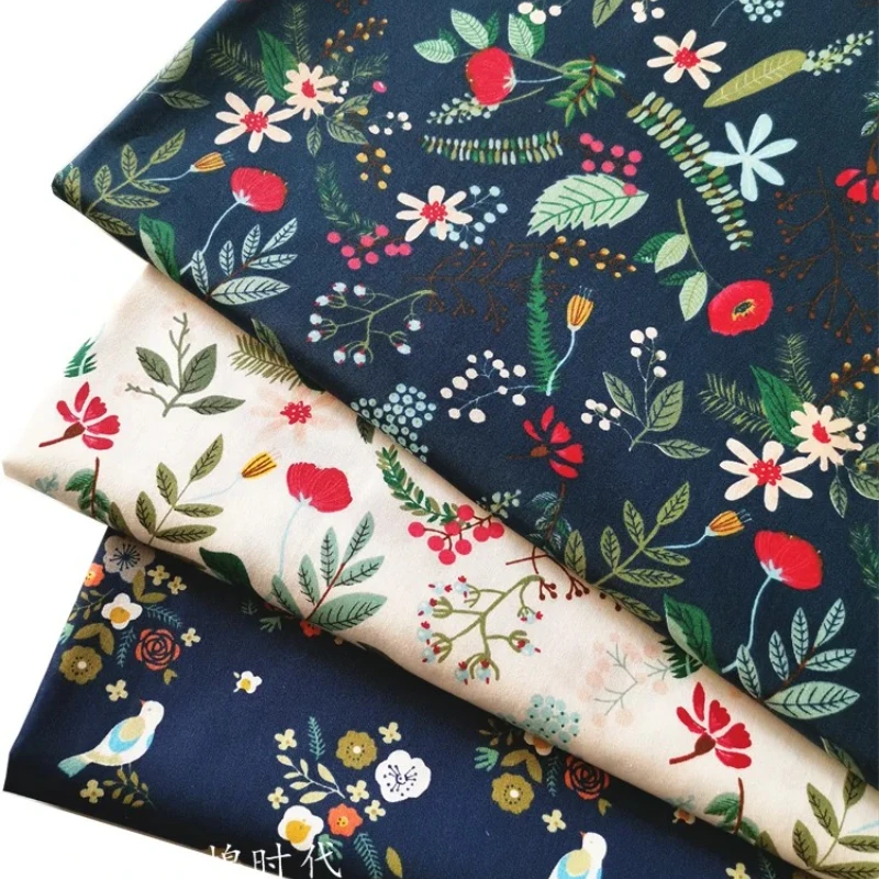160x50cm, tela de sarga de algodón Floral de primavera, hacer vestido, ropa de bebé, ropa DIY, delantal de cama, tela de costura