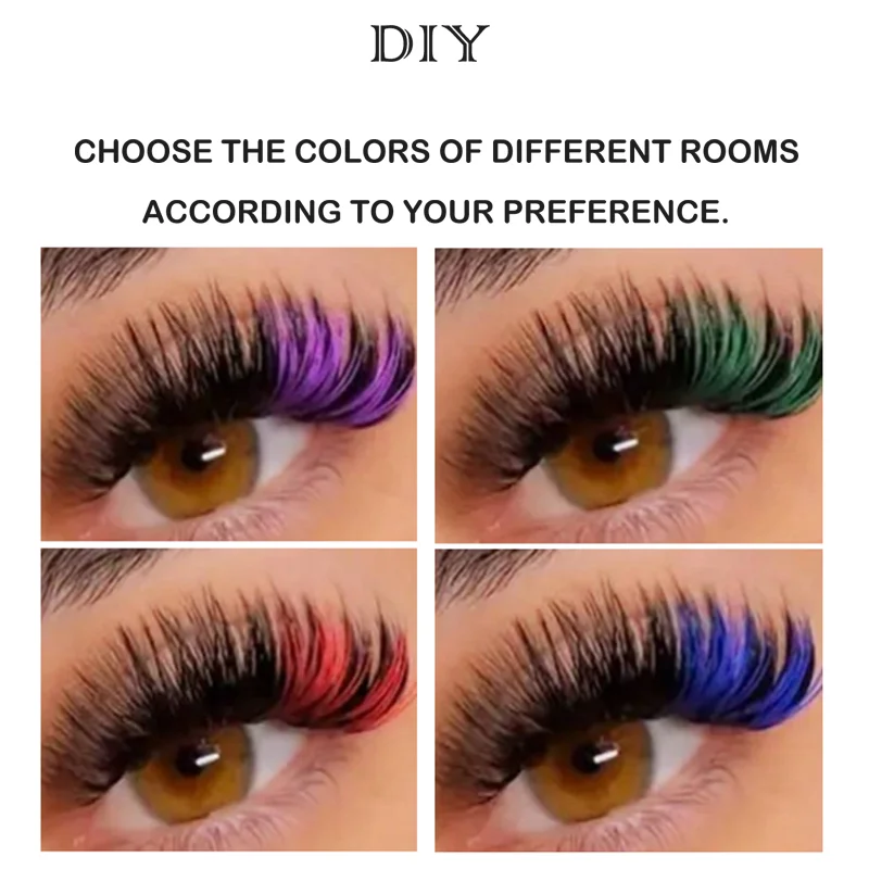 14/16mm D Curl Colorful Wispy Spikes Glitter Manga Lashes Individual False Eyelashes  DIY Cluster Lashes Soft And Skin-Friendly