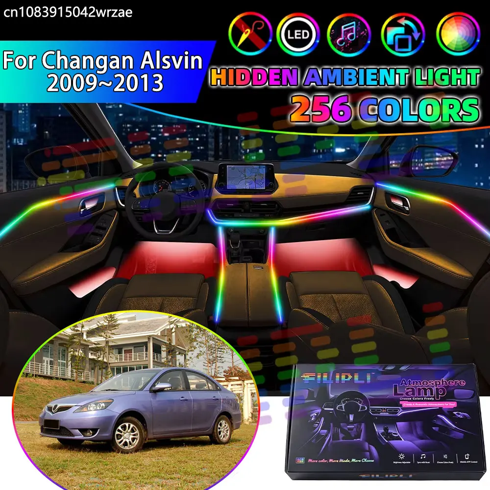 For Changan Alsvin 2009~2013 2010 2011 MK1 RGB Car Interior Ambient Lights Strips Breathing Lighting Kit App Control LED strips