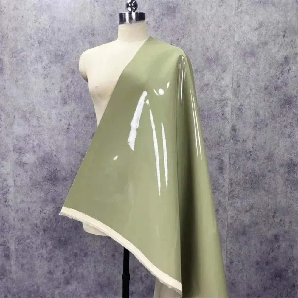 

Waterproof Leather Fabric Reflective Thickened Non Elastic Light Green Smooth Soft Cloth Diy Sewing Material By The Meter