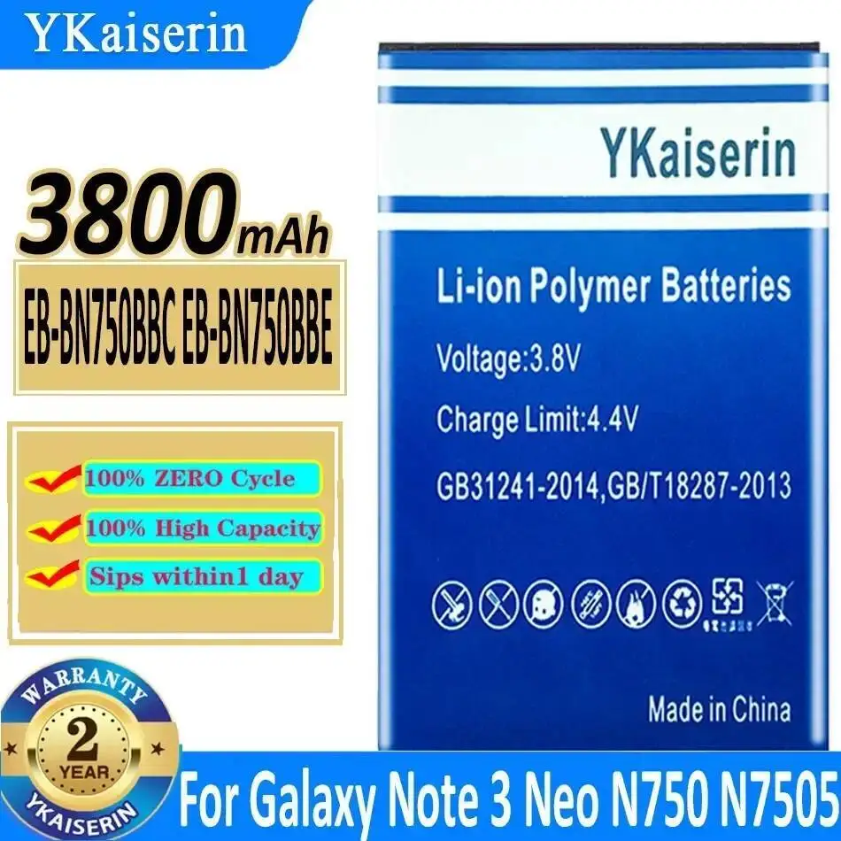 

Battery EB-BN750BBC EB-BN750BBE 3800Mah For Samsung Galaxy Note 3 Iii Neo N7505 N750 N7506V N7508V Mini N7502