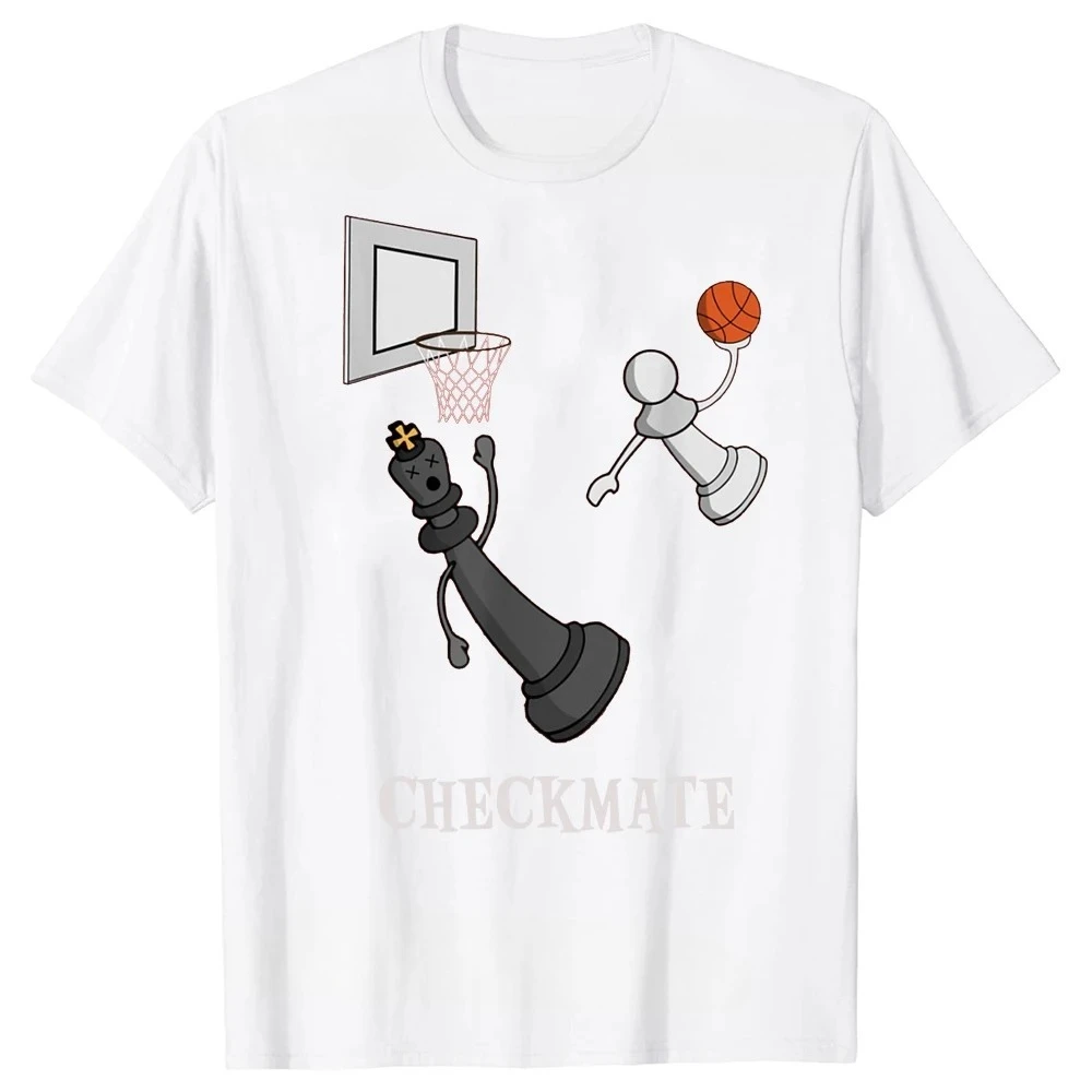 Fun General T-shirt with Chess and Basketball Game Board Pattern, Casual Short-sleeved T-shirt, Birthday Gift, Summer T-shirt
